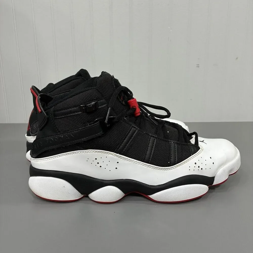 Nike Air Jordan 6 Rings Men's 10.5 Patent Bred Black Red White Shoes 322992-067